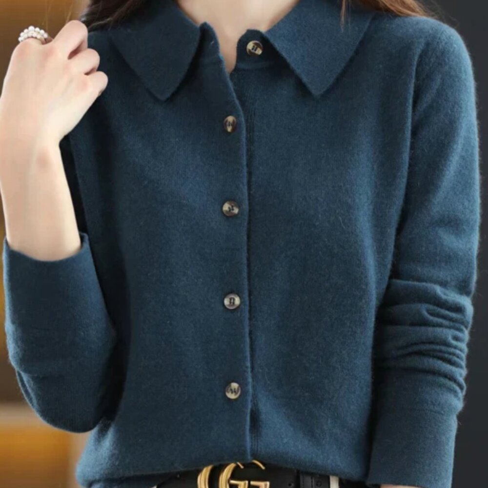 Windsor Polo Cardigan - Blue - Small - Brand New